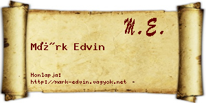 Márk Edvin névjegykártya